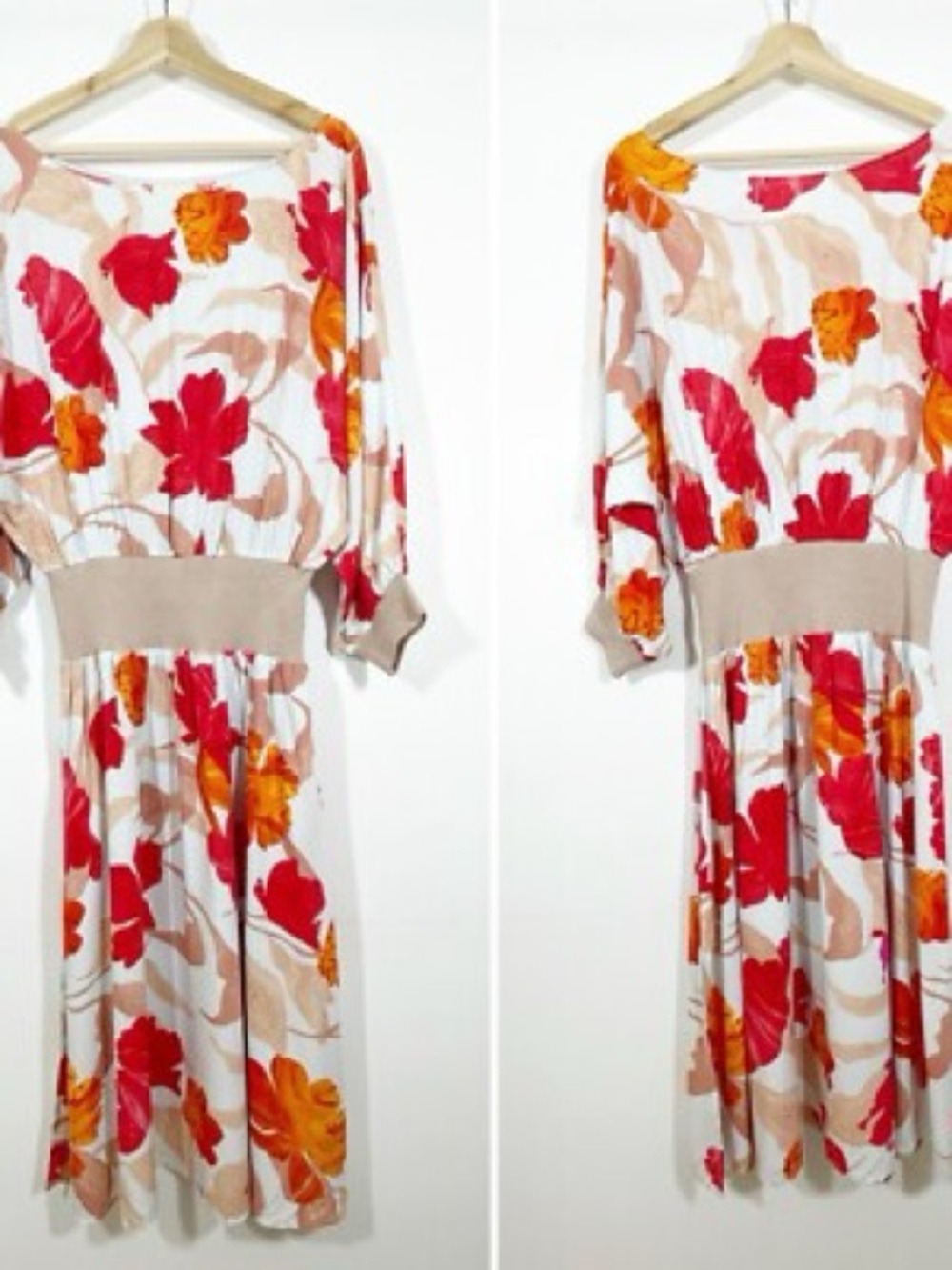 Anthropologie Maeve Floral Midi Dress with Red & Orange Blooms